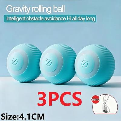 Inspired Finds Smart Rolling Interactive Cat Ball Toy For Indoor Cats With Automatic Motion 3pcs blue Blue Blue