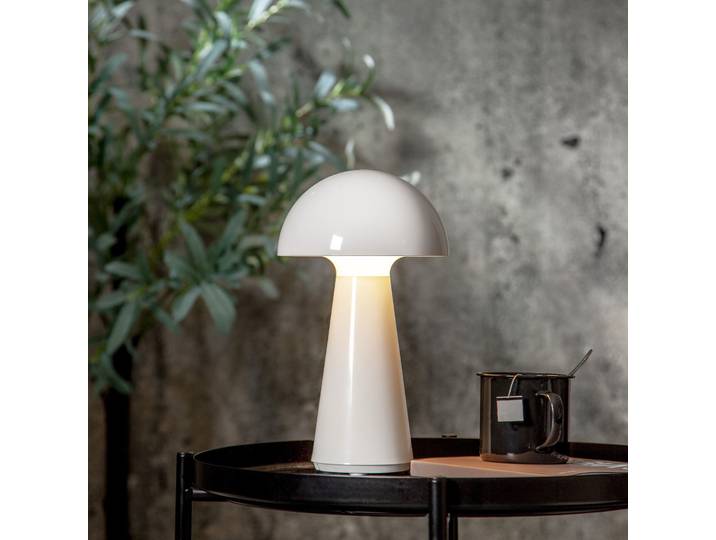 Akku Tischleuchte ,Mushroom' in Pilzform, kabellos, Touch-Sensor, dimmbar, weiß, H 28cm