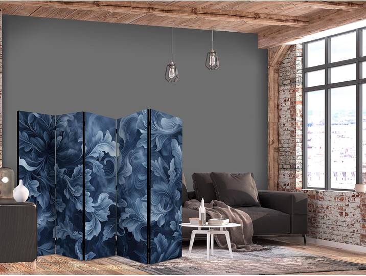 Paravent ornements abstraits 2 faces Autres Bleu 225 x 172cm