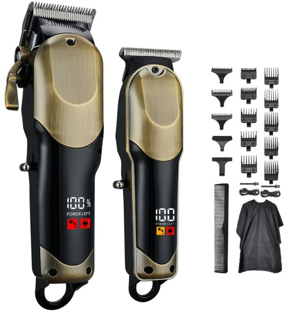 INF 2-in-1 Mutter-Kind Elektrisches Haarschneider-Set mit digitaler Batteriezustandsanzeige, Hochleistungsmotor, USB Kupfer