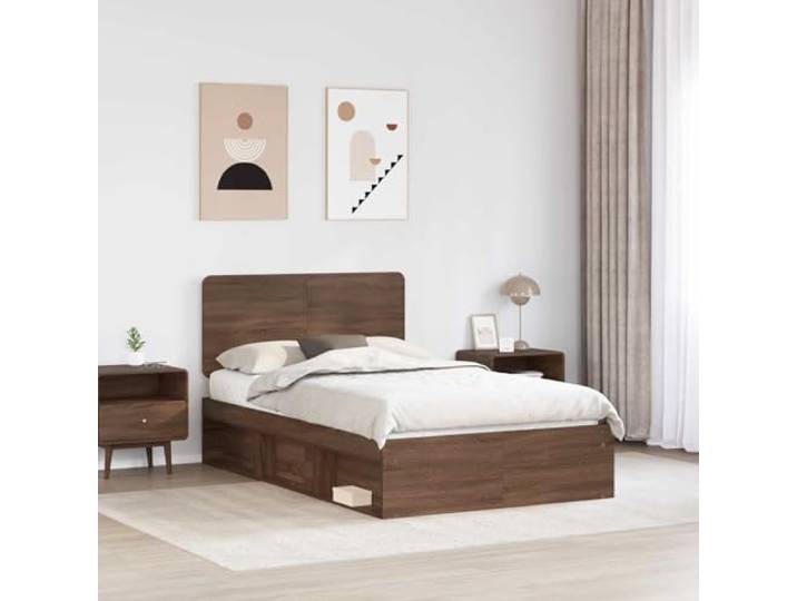 SKTQYQO Bettgestell Eiche Braun 120 x 200 cm Massivholz, rechteckiges Design, robuste Basis, geeignet für jeden Raum
