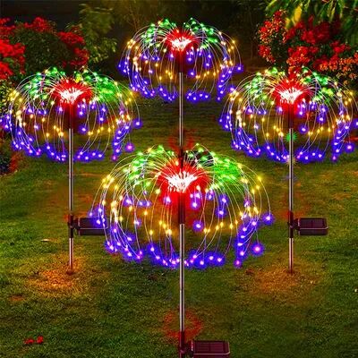 Perfect Picks Market Solar Firework Lights Waterproof Outdoor Dandelion Garden Lights For Landscape Decor blue 3pcs