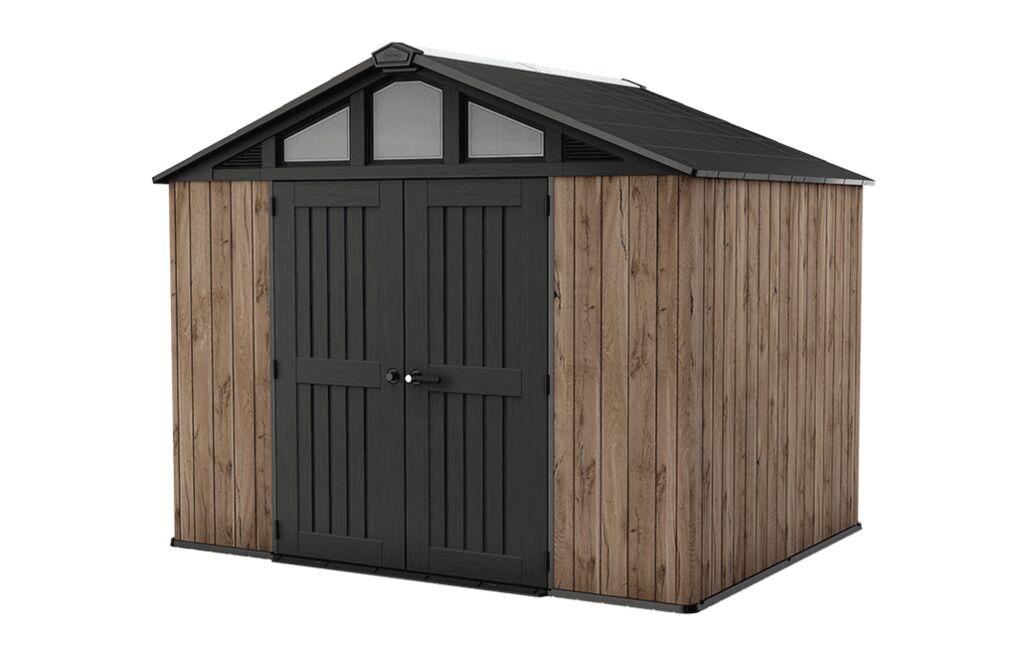 Keter Summit 10×8 Gartenhaus - Stahlverstärkt - DecoCoat Pinienholzoptik - 305×243×251 cm - Extra breite Türen, Fenster & Bodenplatte