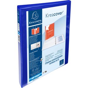 Exacompta Präsentationsringbuch 51840BE, A4, 4 Ringe, Ø 15mm, aus PP, blau, 3 Außentaschen