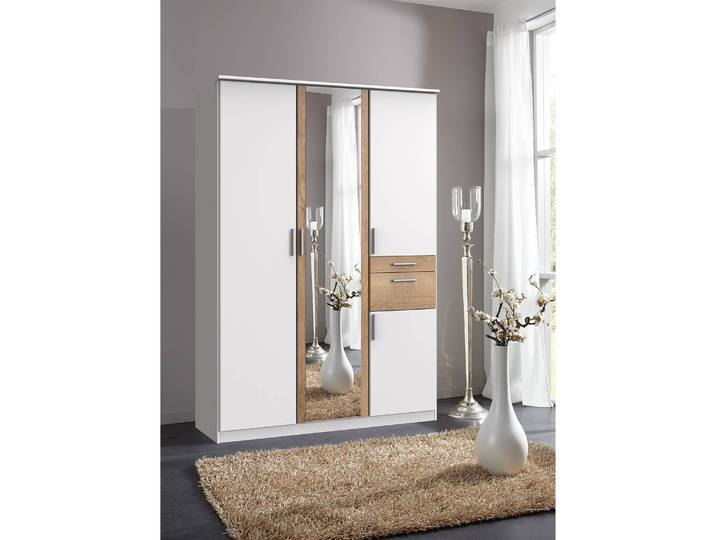 Armoire I 135cm Blanc/Blanc/Imitation chêne