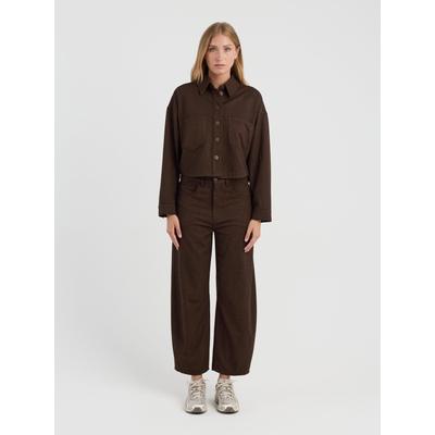 Outdoorjacke GANG "94LUNA CROPPED", Damen, Gr. XL, braun (braun herringbone), Stoff, 62% Polyester, 33% Viskose, 5% Elasthan, unifarben, Basic, regular fit normal, V-Ausschnitt, gerader Abschluss, Jacken Outdoorjacke, im Oversized Fit
