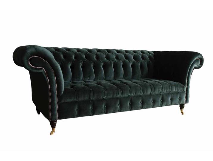 Xlmoebel Chesterfield-Sofa 3-Sitzer Couch aus grünem Polsterstoff im Design-Stil, Sofa 1 Teile, Made in Europa