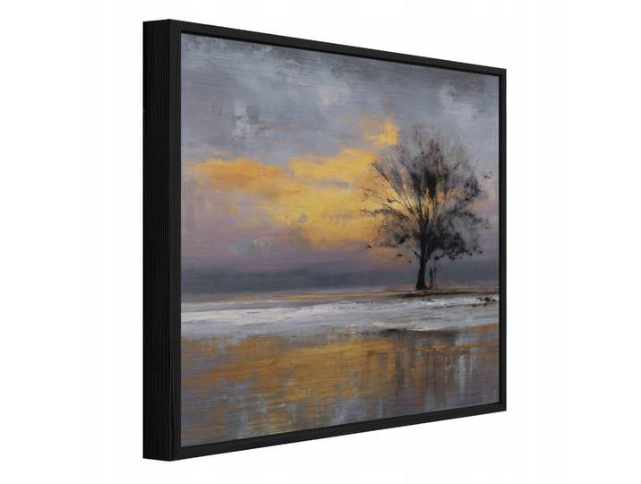 BILDER mit Rahmen Abstraktion Baum Golden 80x80 cm