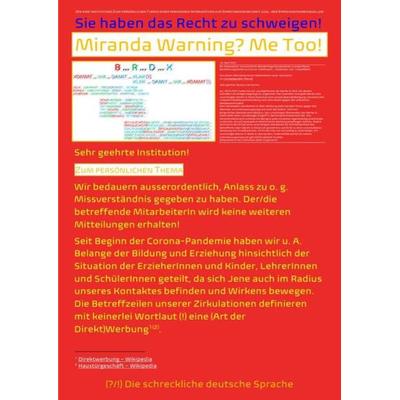 Miranda Warning? Me Too! Sie haben das Recht zu schweigen!, Taschenbuch von Concept Public Files,Beat Shucker,Christine Schast, Epubli,