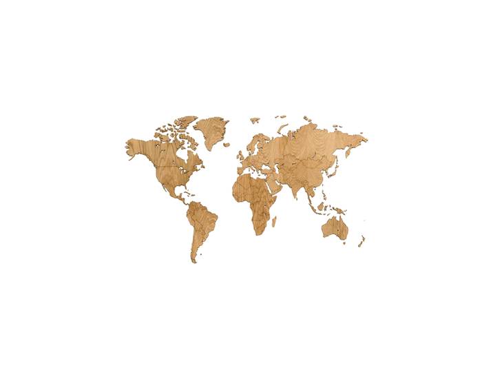 Design Wandobjekt „DIY Wooden World Map“ aus Eichenholz Natural MiMi Innovations