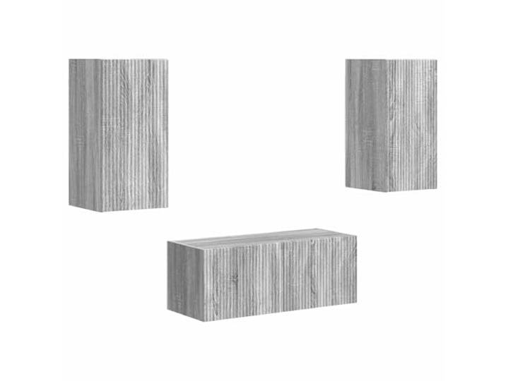 GHVBNMF TV-Schrank Set Wandmontiert 2-TLG Graues Sonoma Holzwerkstoff Platzsparende Wandboards für Wohnzimmer und Schlafzimmer mit viel Stauraum, 3 Türen und stilvoller Holzoptik.
