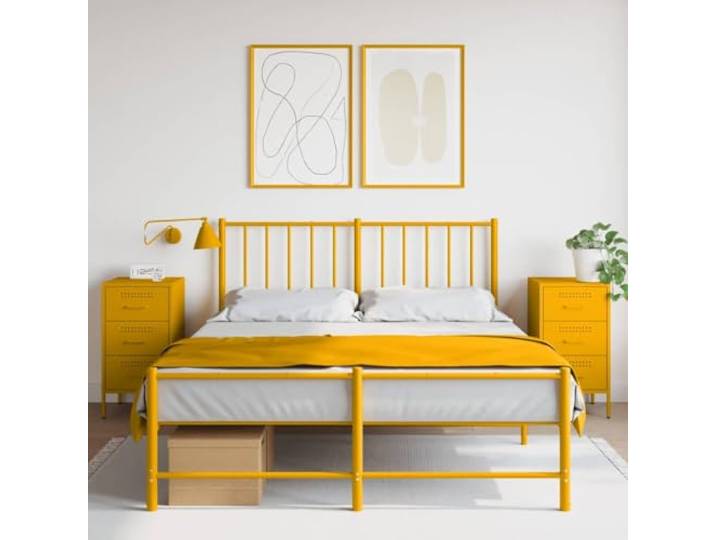 HEFZGDB Industrie-Stil Nachttische 2 Stück Senfgelb 36x39x68 cm Stahl, robuste Beistelltische mit kaltgewalztem Stahlrahmen, verstellbare Füße für Stabilität, viel Stauraum, einfach