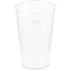 VEPATIM 15x Mehrwegbecher Pfandbecher transparent stabil+ PP 0,3L Eichstrich O 80mm