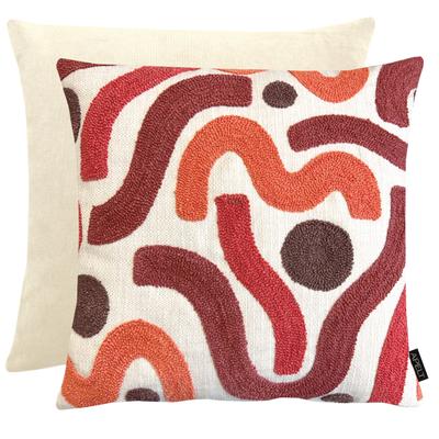 Dekokissen APELT "Malva", bunt (bordeauxrot, natur, bestickt), B:45cm H:10cm L:45cm, Polyester, Dekokissen_Sitzkissen_Kissenhüllen, inclusive Soft-Kissenfüllung 100% PES