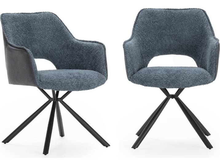 CALICOSY - Set aus 2 Sesseln aus Stoff mit schwarzen Metallbeinen L62 cm - MARIEL