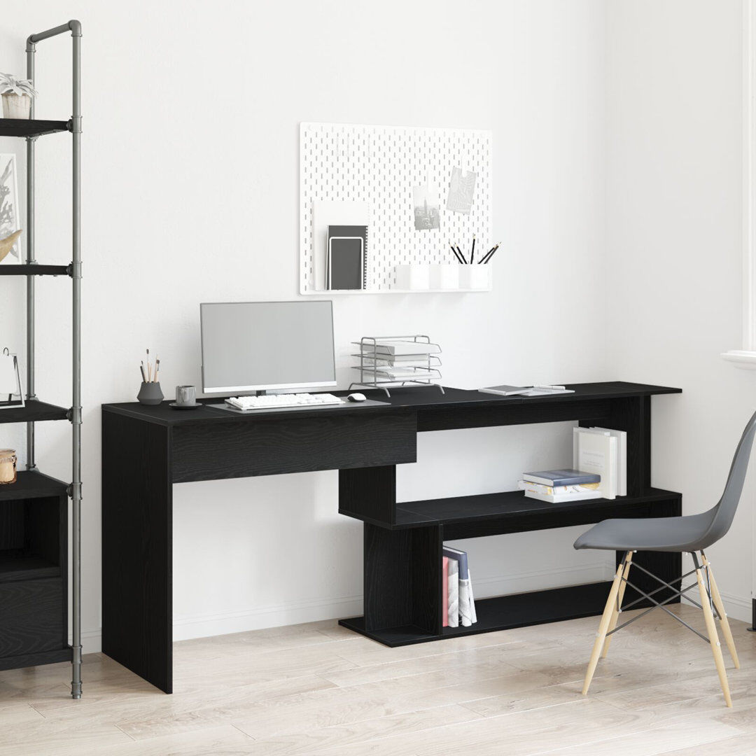 Latitude Run Anastazja Desk Black Oak 76cm H X 200cm W X 50cm D