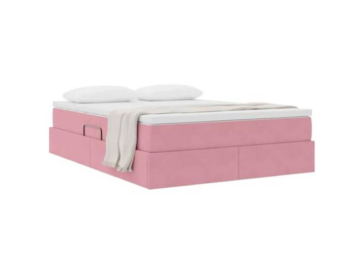 KTHLBRH Boxspringbett Rosa 140 x 200 cm mit Matratze Samt Hydraulisches Heben, Metallrahmen, Stauraum, mittlere Festigkeit