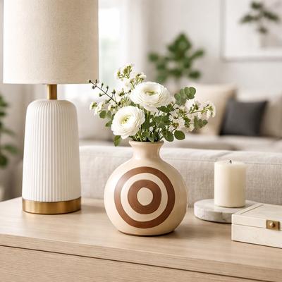 Sagebrook Home "Ceramic Abstract Two-Toned Modern Vase - Ivory, 6"""