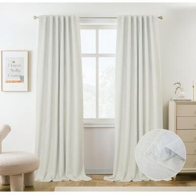 DriftAway Blackout Natural Linen Curtains Double Layer Drape Farmhouse Thermal Insulated