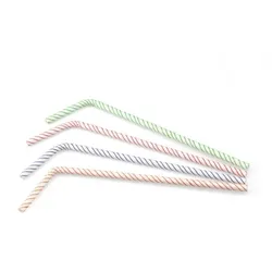 Mank Trinkhalm aus Papier FSC®, farblich sortiert, Streifen, flexibel, Ø 6 mm / 24 cm, 200 Stück