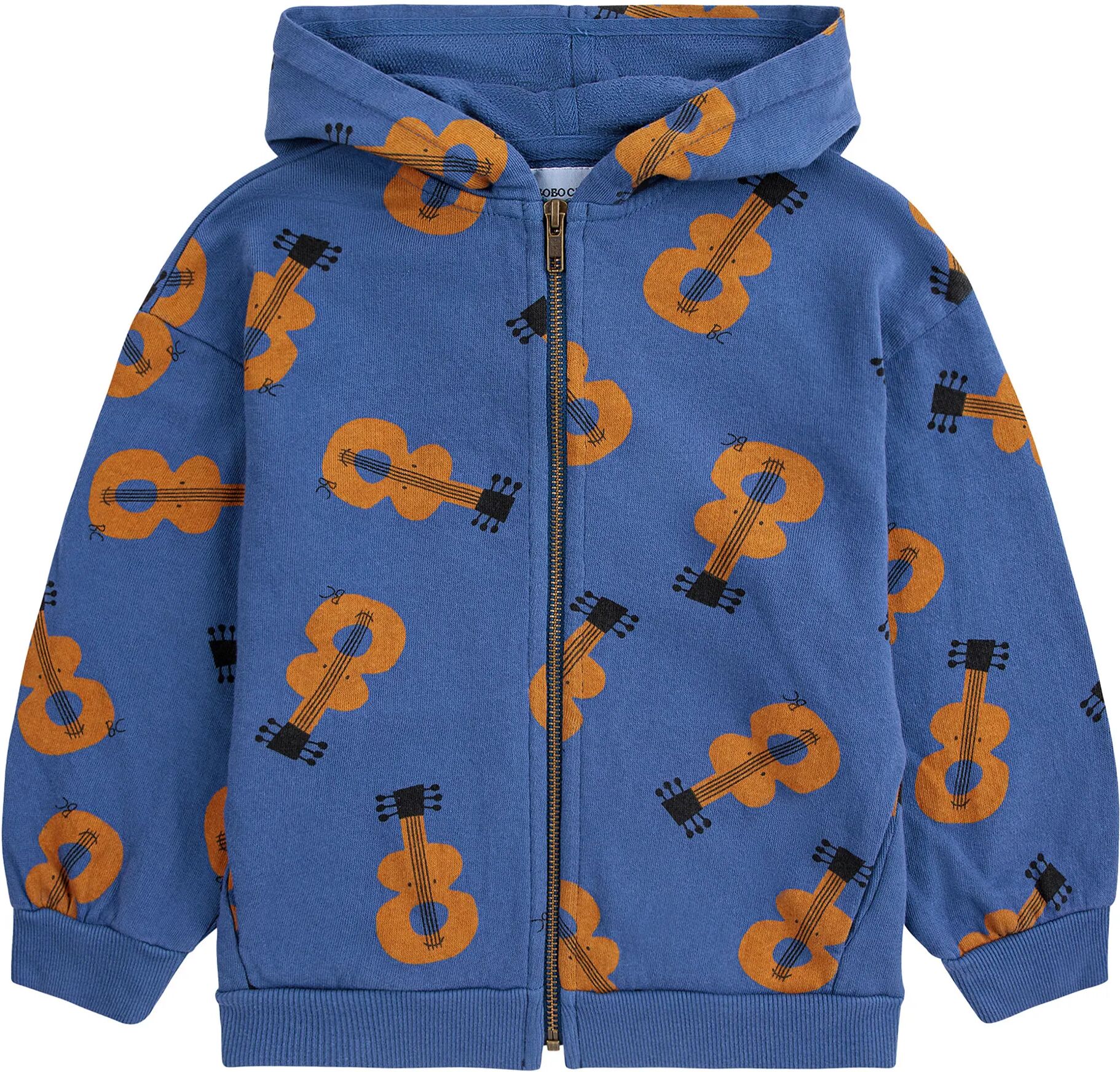 Bobo Choses Sweat Zippé Coton Bio Guitares Bleu 4/5 ans