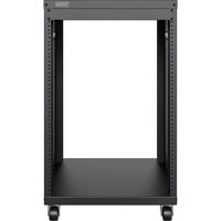 Universal 19-Zoll Equipment Rack mit Rollen, Rack, Server-Gehäuse schwarz, 16 Höheneinheiten