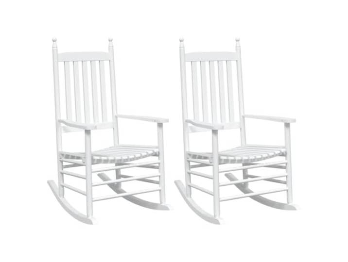Schaukelstuhl aus massivem Pappelholz, 2 Stück, weiß, für Terrasse und Massives Pappelholz 2er Set Weiß Terrasse Balkon Garten Hohe Rückenlehne 110kg Tragkraft