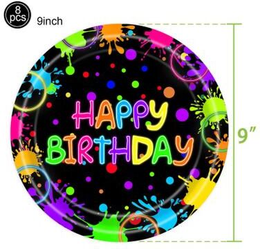 Uplift Picks Neon Party Fedora Hats Glow Bright Under UV Blacklight Party Celebrations plates 9 Inch (8 Pcs)