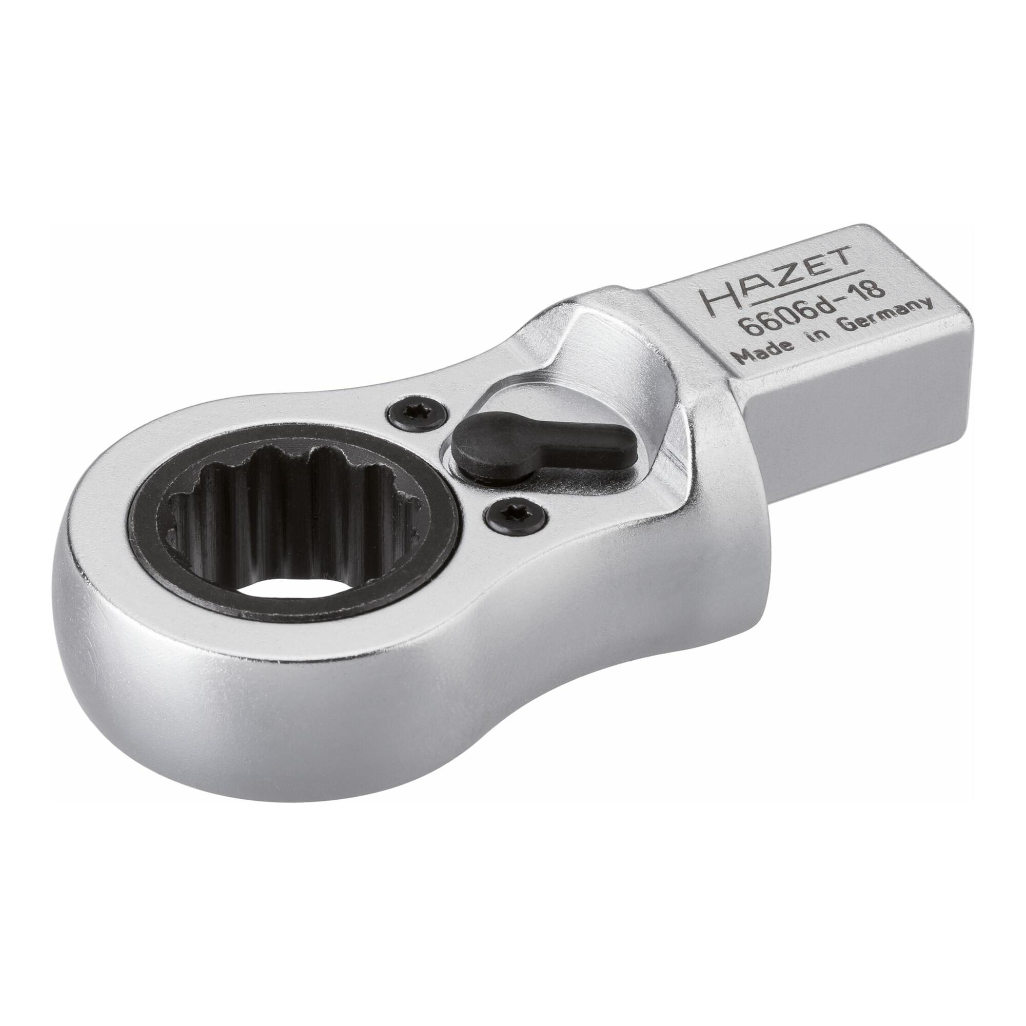 HAZET Einsteck-Ratschen-Ringschlüssel 6606D-18 Einsteck-Vierkant 14 x 18 mm Außen-Doppel-Sechskant Profil 18)