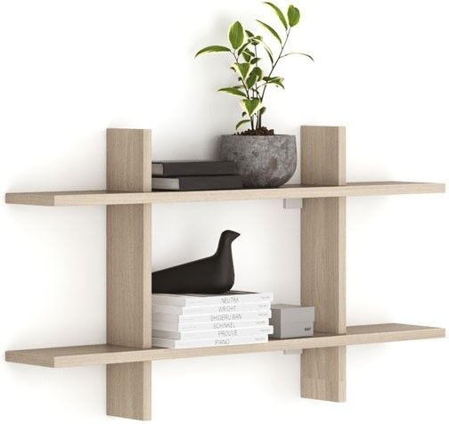 B2B Partner Büro-Wandregal doppelt SOLID, 1250 x 200 x 700 mm, Eiche natur