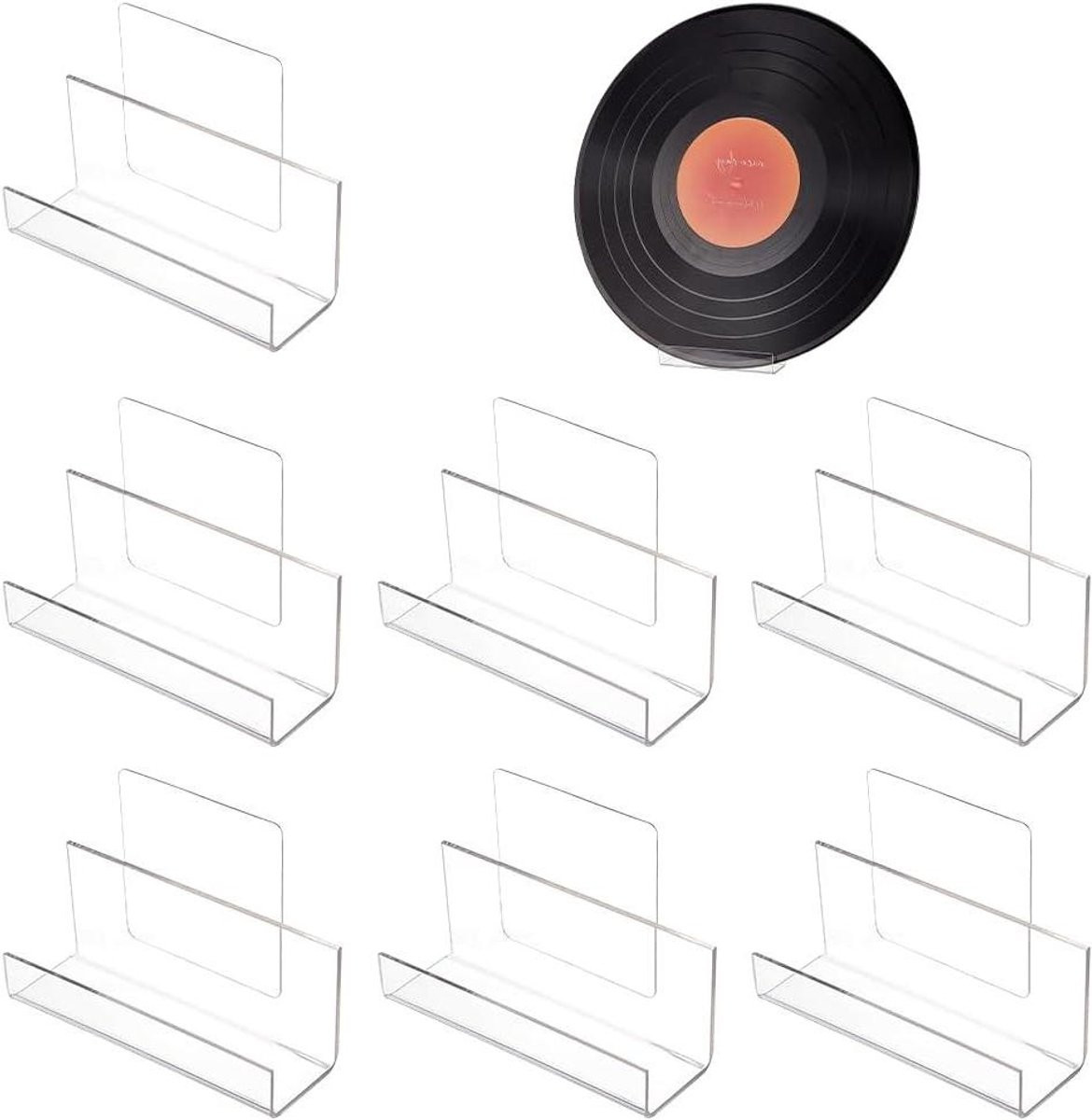 Set van 8 transparante vinyl platen planken van acryl voor album display en muurdecoratie