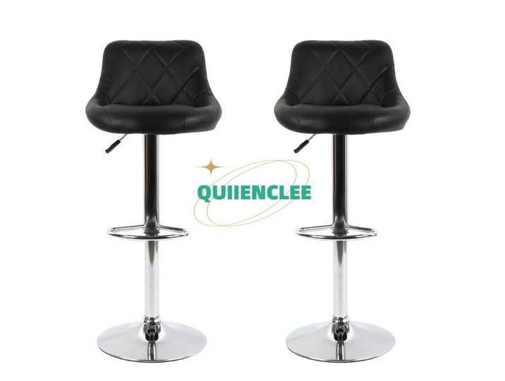 Tabourets de bar - Lot de 2 - Tabourets de bar en PU - Noir - Bar Dining - QUIIENCLEE