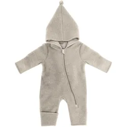 maximo Wollfleece-Overall mit Kapuze und Klappfuß, beige, 62