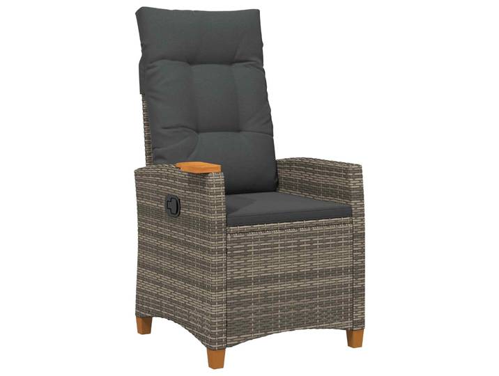 vidaXL Liegestuhl mit Teeteller Grau und Dunkelgrau Poly-Rattan