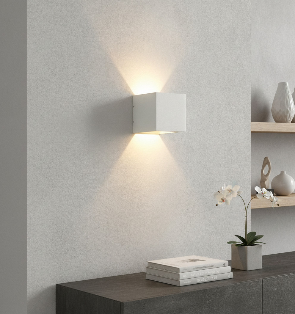 Artdelight Cube-Dtw Dim-to-warm Wandspot - Wit - Aluminium
