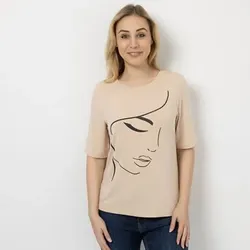 EVA LUTZ Shirt, langer 1/2-Arm Rundhalsausschnitt mit ECOVERO Viskose figurumspielend
