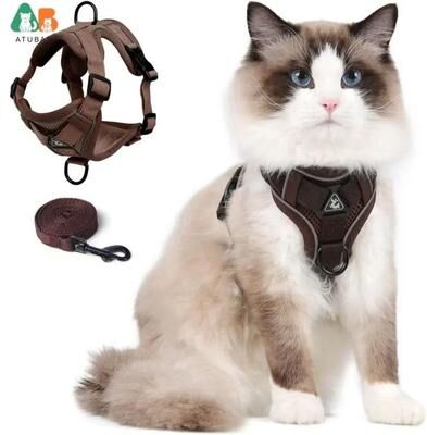 Uplift Picks Adjustable Reflective Cat Harness And Leash Set gray l