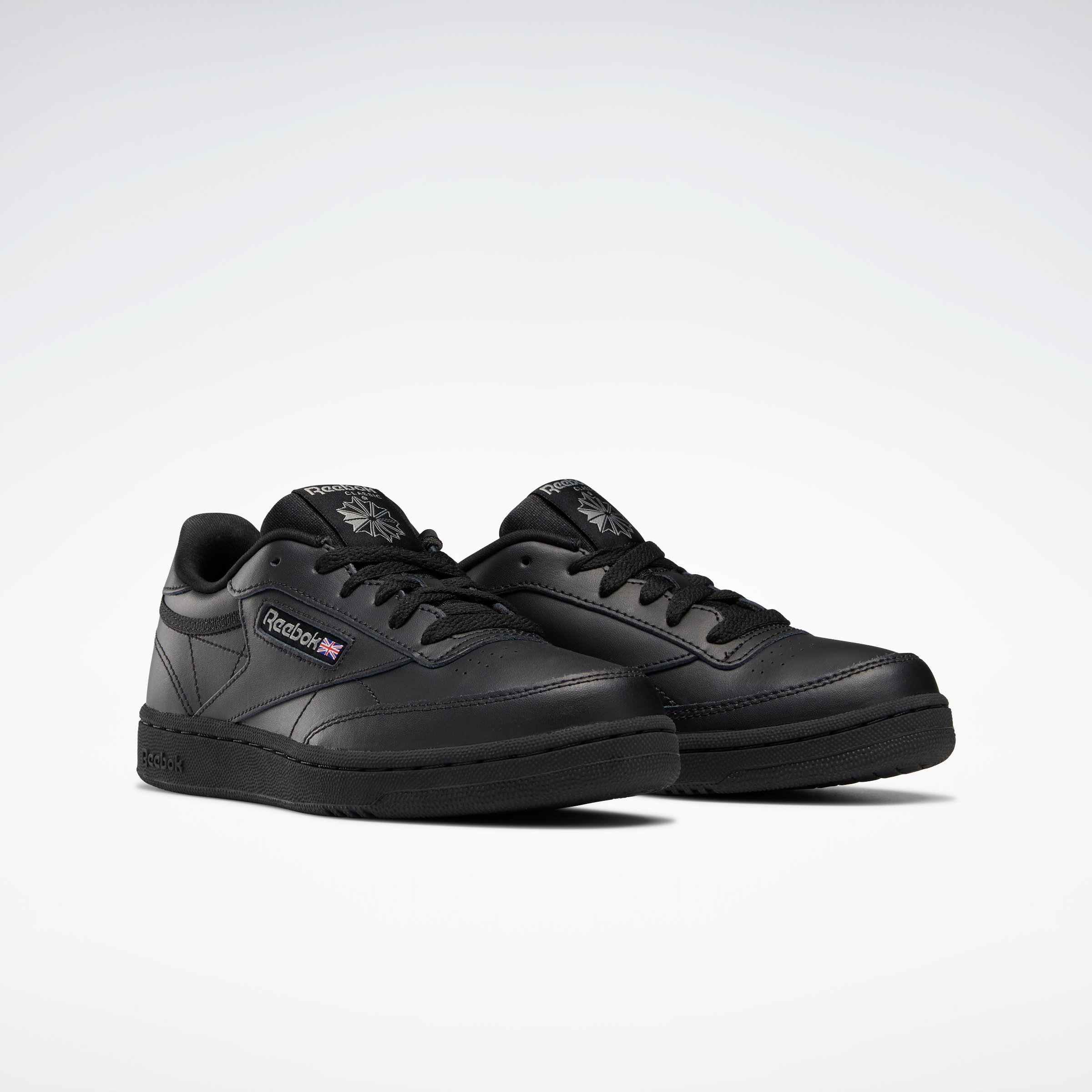 Sneaker REEBOK CLASSIC "Club C", Kinder, Gr. 38, schwarz, Synthetik, Textil, Schuhe Sneaker schwarz 38