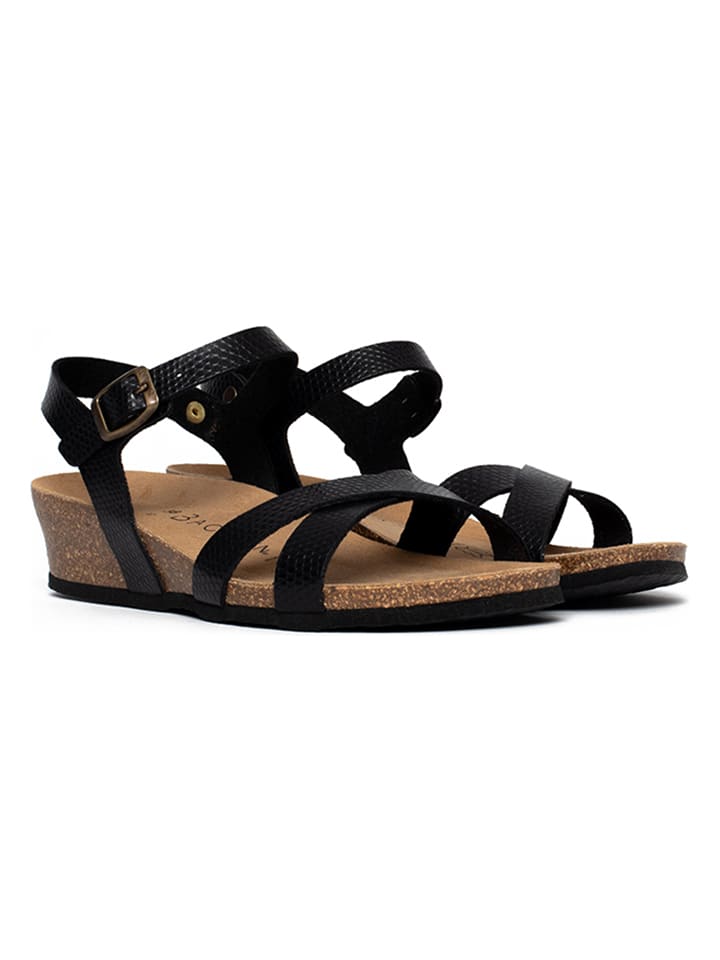 BACKSUN Keilsandaletten in Schwarz - 39