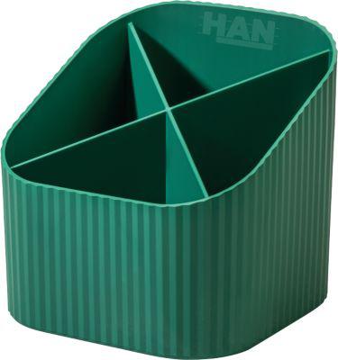 Stiftehalter HAN Karma, 4 unterschiedlich hohe Fächer, B 111 x H 105 x T 111 mm, recycelter Kunststoff, grün