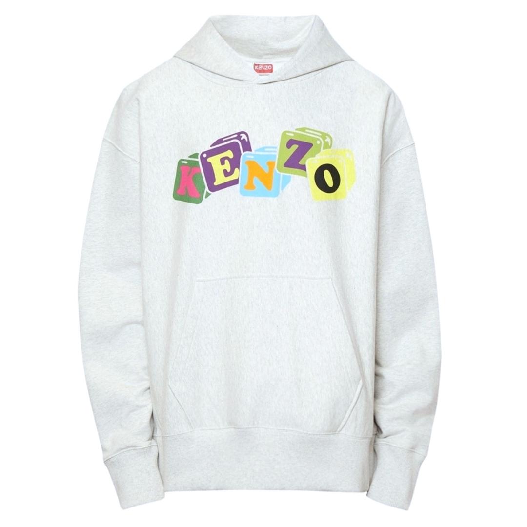 Kenzo Coloured Block Logo Grauer Kapuzenpullover