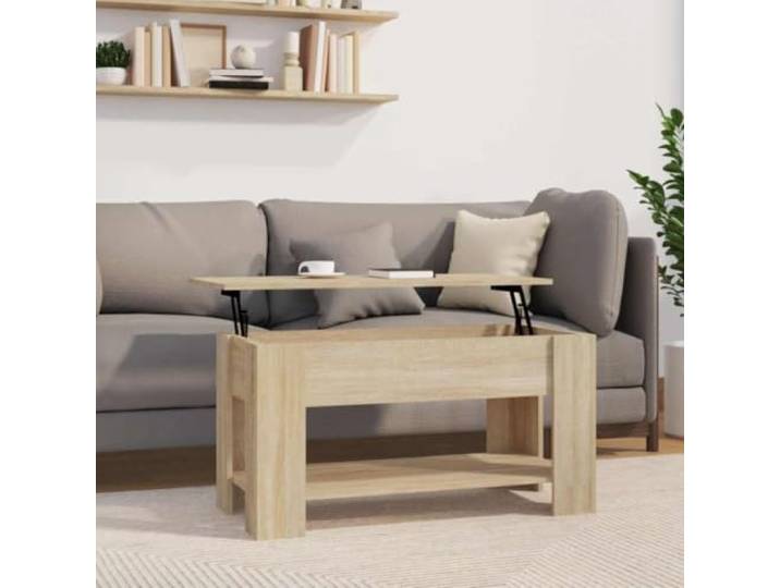 HEFZGDB Höhenverstellbarer Couchtisch Sonoma-Eiche 101x49x52 cm Holzwerkstoff mit Stauraum Fach