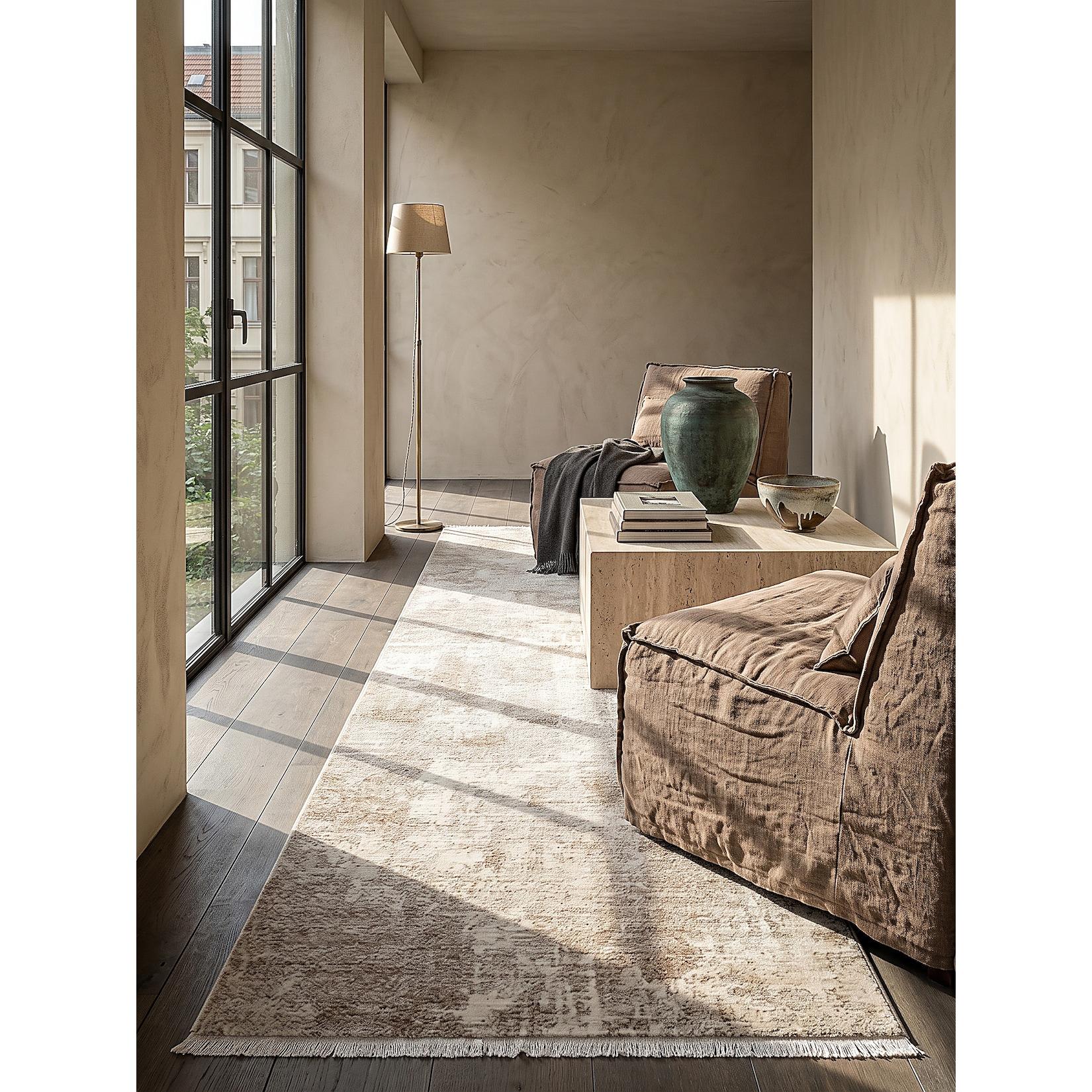 Läufer Pflegeleicht Beige 80x150 cm - SCRIVIA Kadima Design