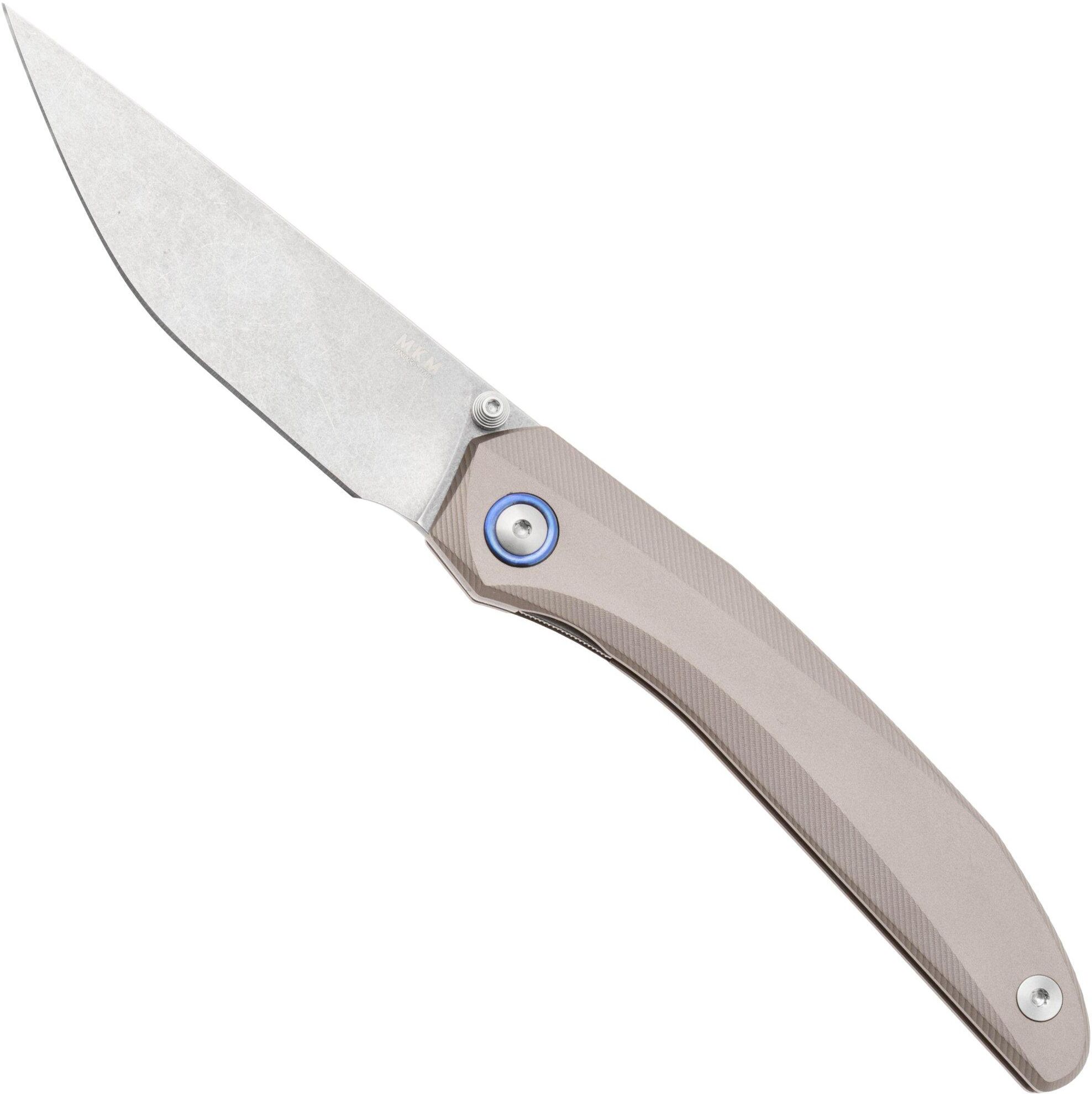MKM Knives MKM Detonario DT-AGM Stonewashed Böhler M390, Gunmetal Aluminium, coltello da tasca, TNT Knives design
