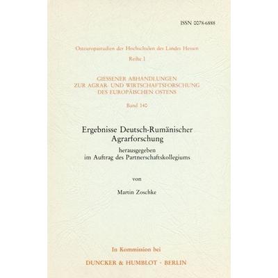 Ergebnisse Deutsch-Rumänischer Agrarforschung., Taschenbuch von , Duncker & Humblot, 978-3-428-06030-6