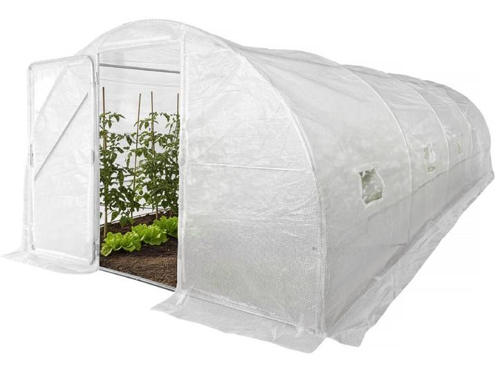 Serre tunelle de jardin avec porte 6 x 3 m Mimosa - 18 m² - 180g - Blanc
