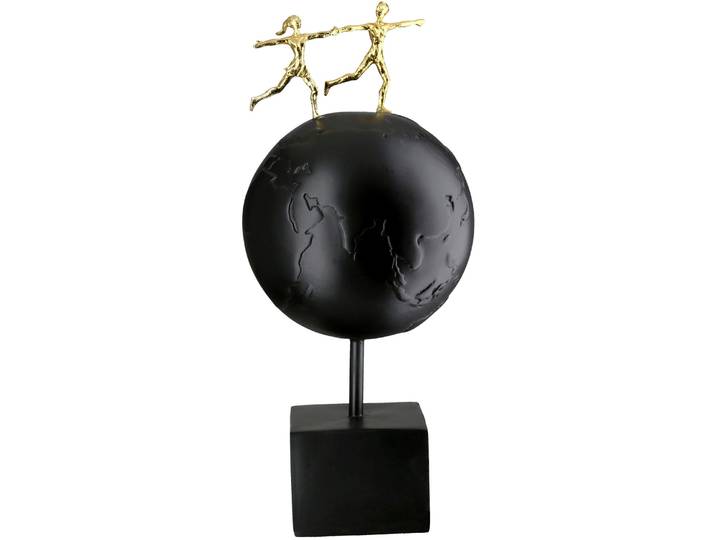 Dekoobjekt GILDE Skulptur Erde; Paar Around the World schwarz H. 33,5 cm , schwarz, B:15cm H:33,5cm T:15cm, Kunstharz, Dekofiguren, Dekoobjekt