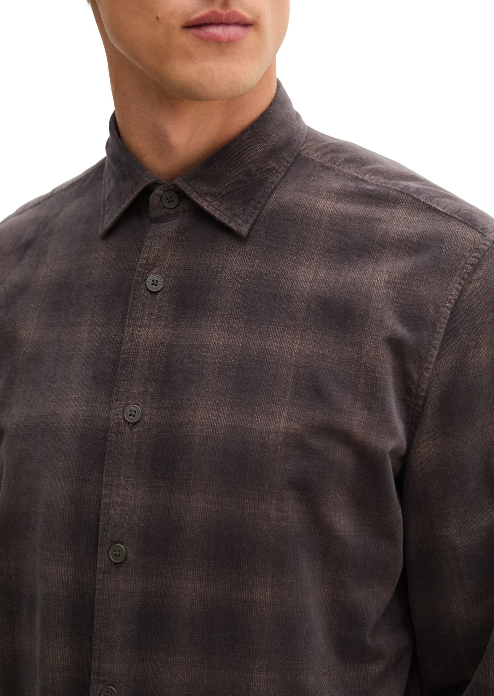 Langarmhemd MARC O'POLO "aus samtigen Bio-Baumwoll-Twill", Herren, Gr. 3XL, Normalgrößen, braun (schwarz braun), Obermaterial: 100% Baumwolle, kariert, regular fit normal, Manschette, Hemden