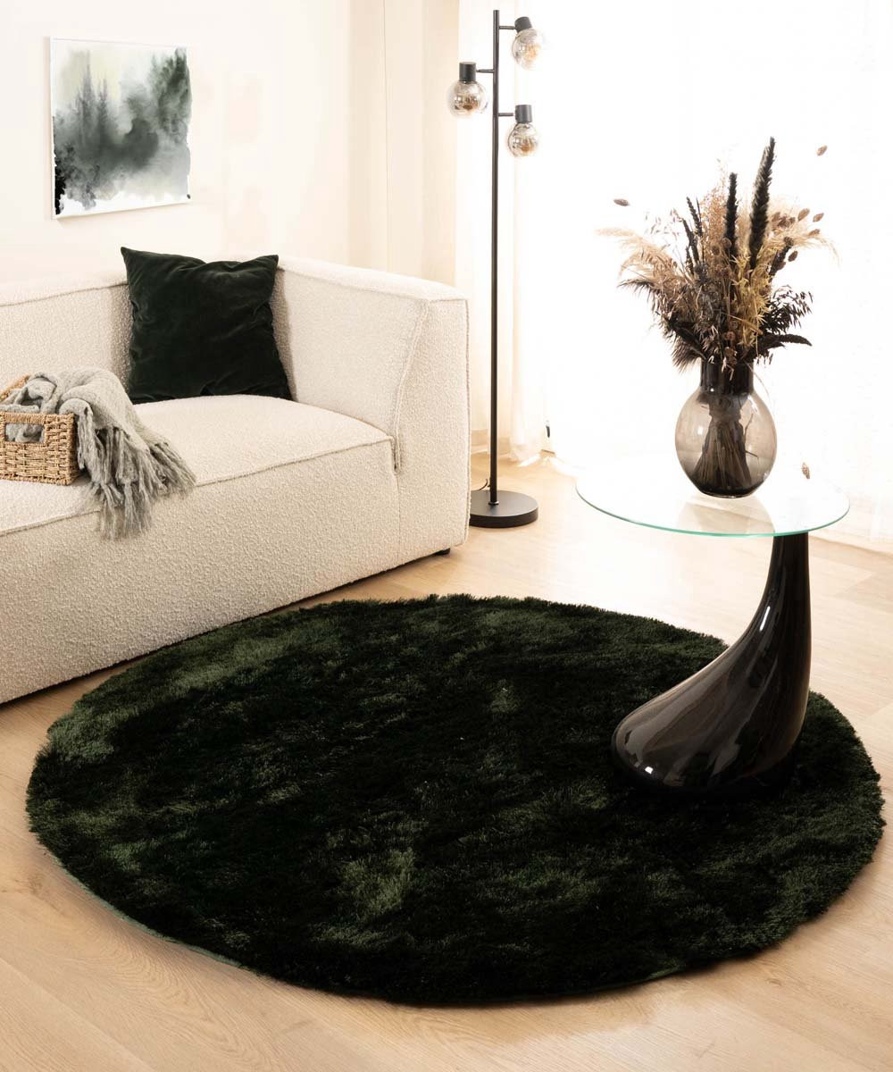 Shaggy vloerkleed rond Spark jade 150