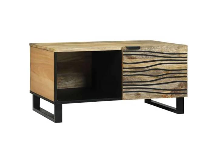 KMVXCVNM Couchtisch Natur 80x50x40 cm Holzwerkstoff mit Metallbeinen Kompakter Wohnzimmertisch mit geschlossener Tür für dezente Ordnung in Lounge oder modernen Räumen.